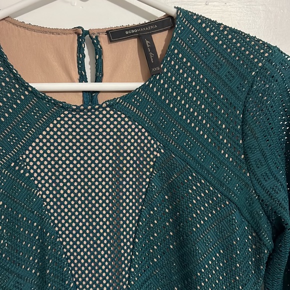 BCBG Max Azria Size XXS Green Long Sleeve Dress - Picture 2 of 3